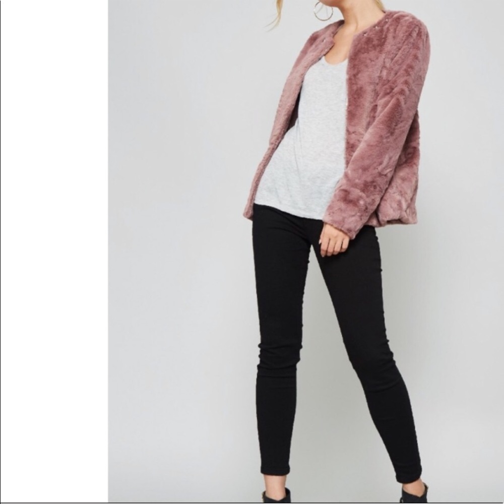 New Promesa mauve faux fur studded jacket - Picture 4 of 8